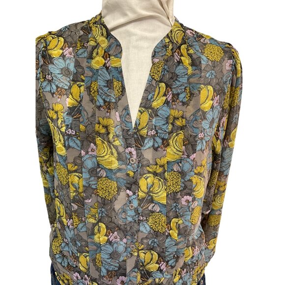 Hinge Womens Floral Button-Down Blouse S - Picture 4 of 5